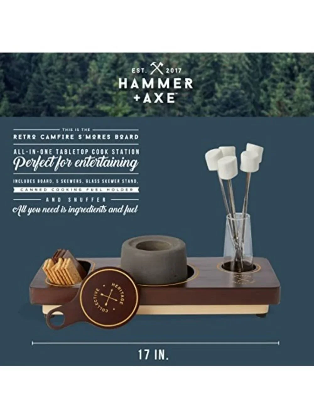 Hammer & Axe S'mores Campfire Board tabletop cook station, brand new in box